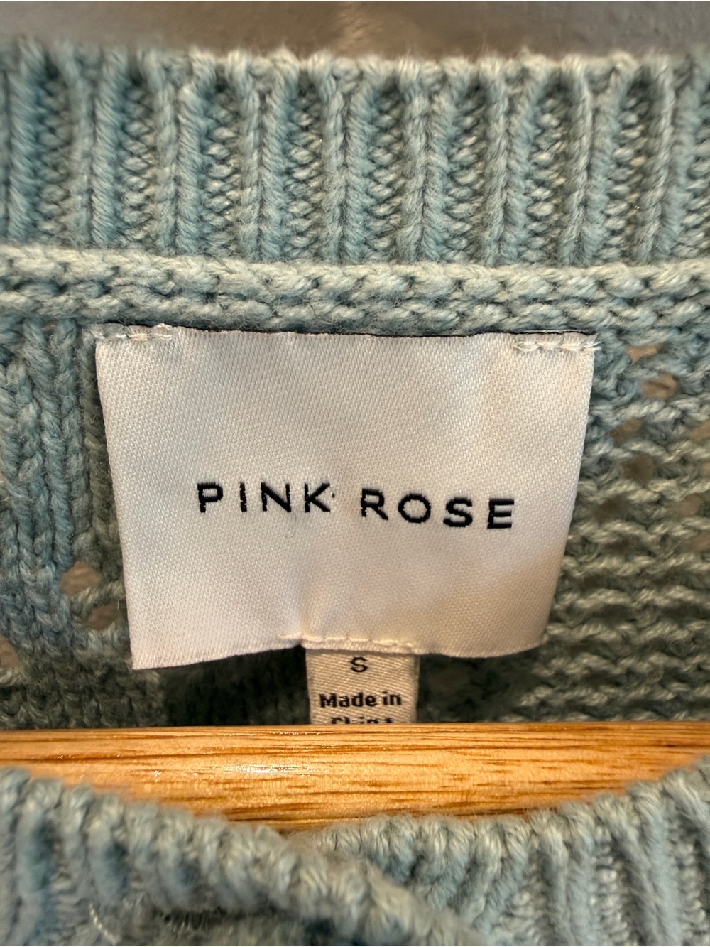 Pink Rose Light Blue Crochet Button-Front Cardigan - Picture 2 of 5